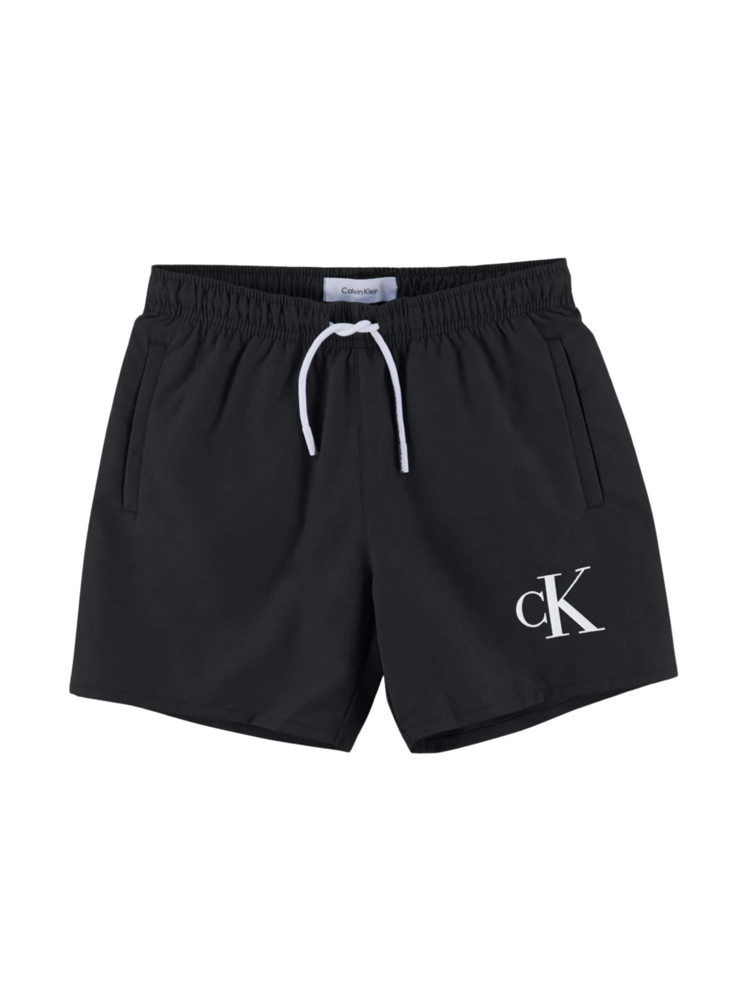 Shorts de bain 'MEDIUM DOUBLE WB' Calvin Klein Kids en noir : devant