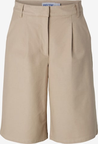 Wide leg Pantaloni 'PCRikke' di PIECES in beige: frontale