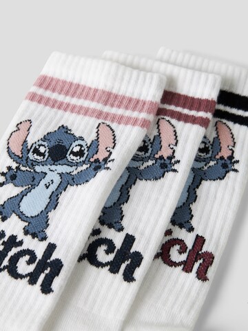 NAME IT - Meias 'NKFADIS STITCH' em branco