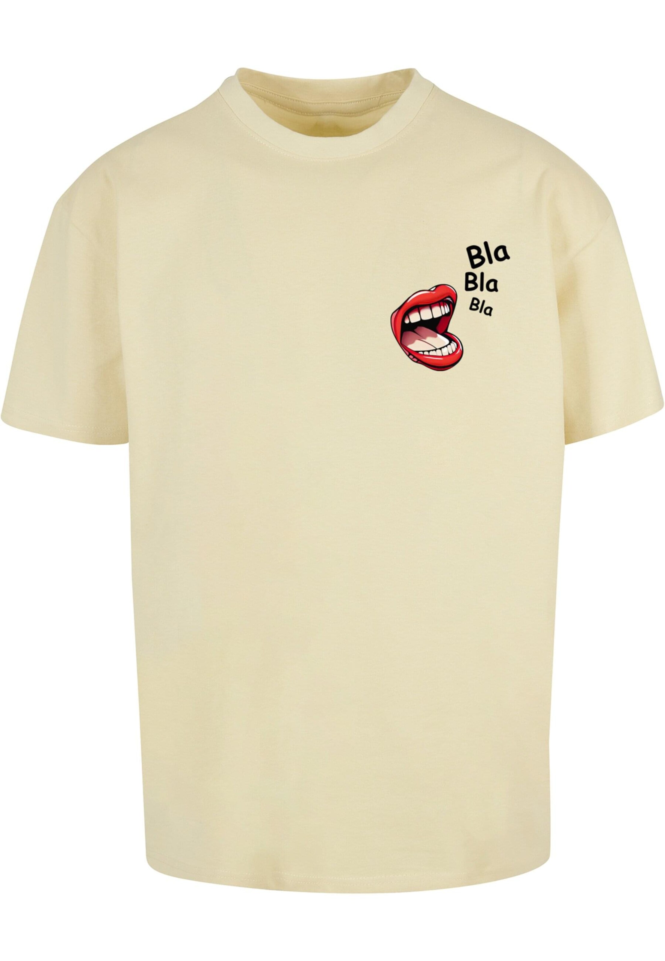Merchcode Shirt 'Bla Bla Bla Comic' in Geel: voorkant