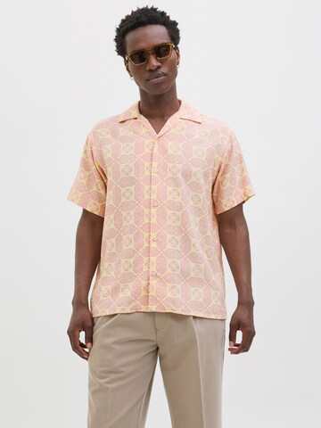 JACK & JONES Comfort fit Button Up Shirt 'JORHydra' in Yellow: front