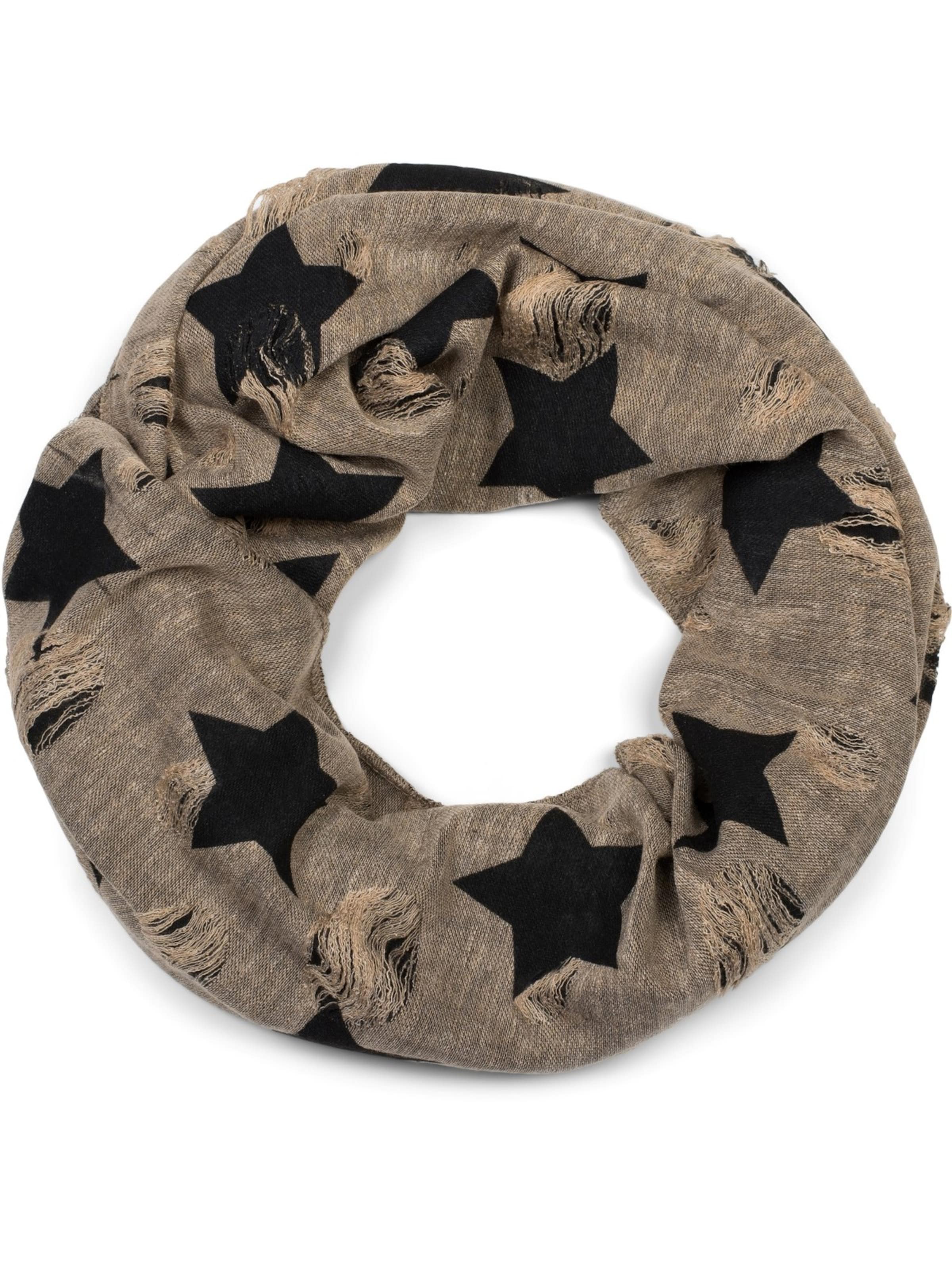 styleBREAKER Schlauchschal 'Loop Schal mit Sterne und Punkte Muster'‌‌‌‌‌‌‌‌‌ in Braun: Vorderseite