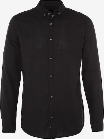 Trendyol Regular fit Button Up Shirt in Black: front