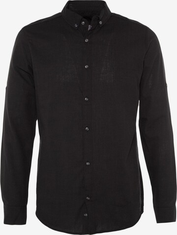 Trendyol Regular fit Button Up Shirt in Black: front