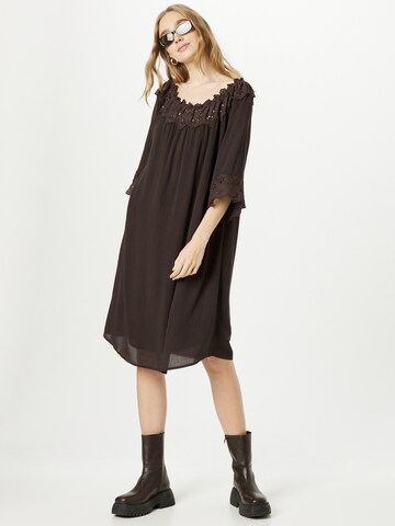 Cream Dress 'Bea' in Brown