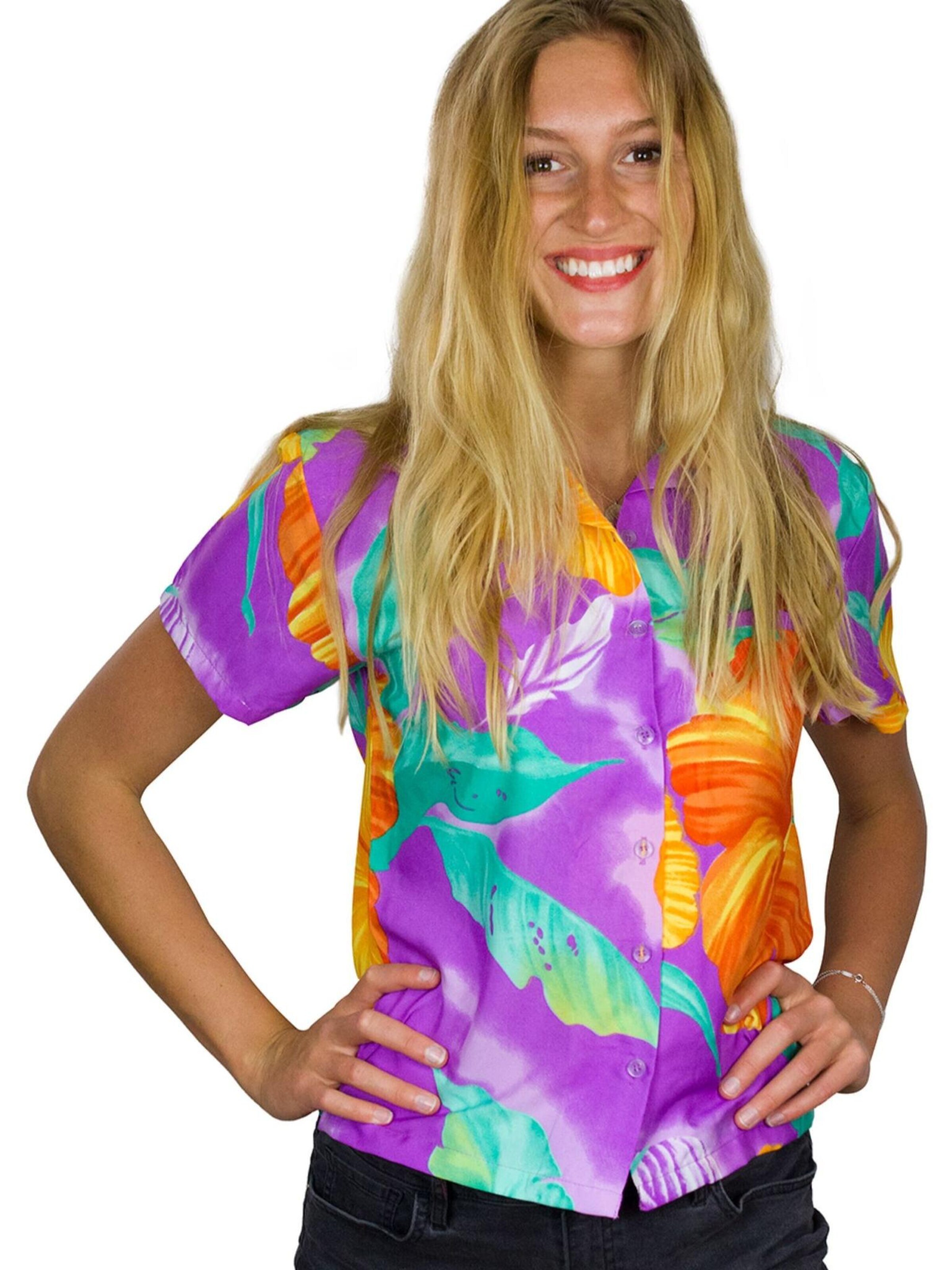Camicia da donna 'Big Flower' di King Kameha in lilla