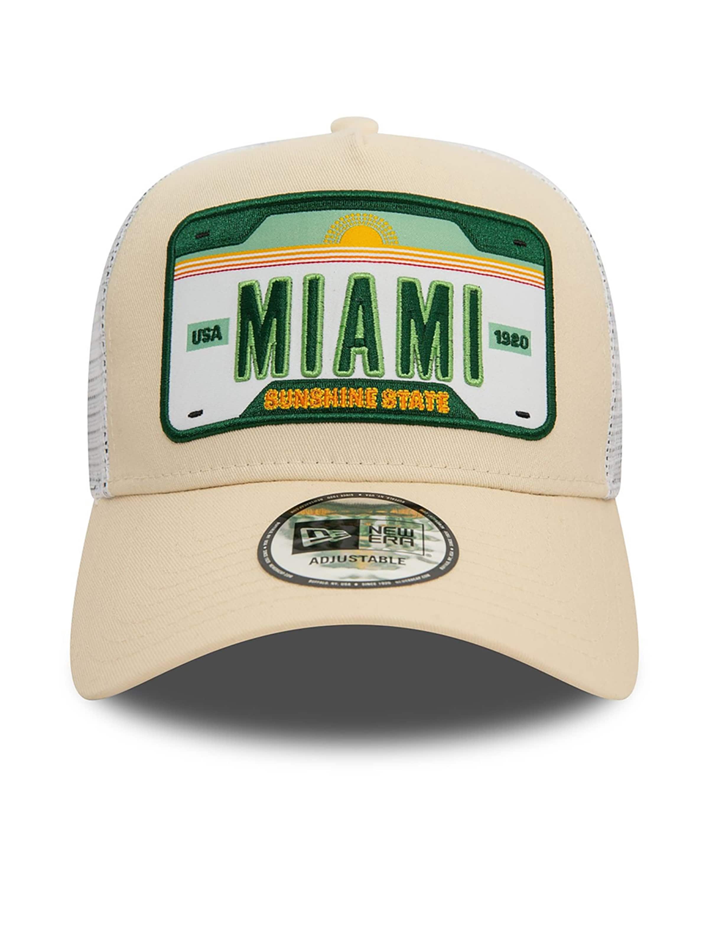 NEW ERA Cap '9FORTY Trucker Miami Patch' in Beige: front
