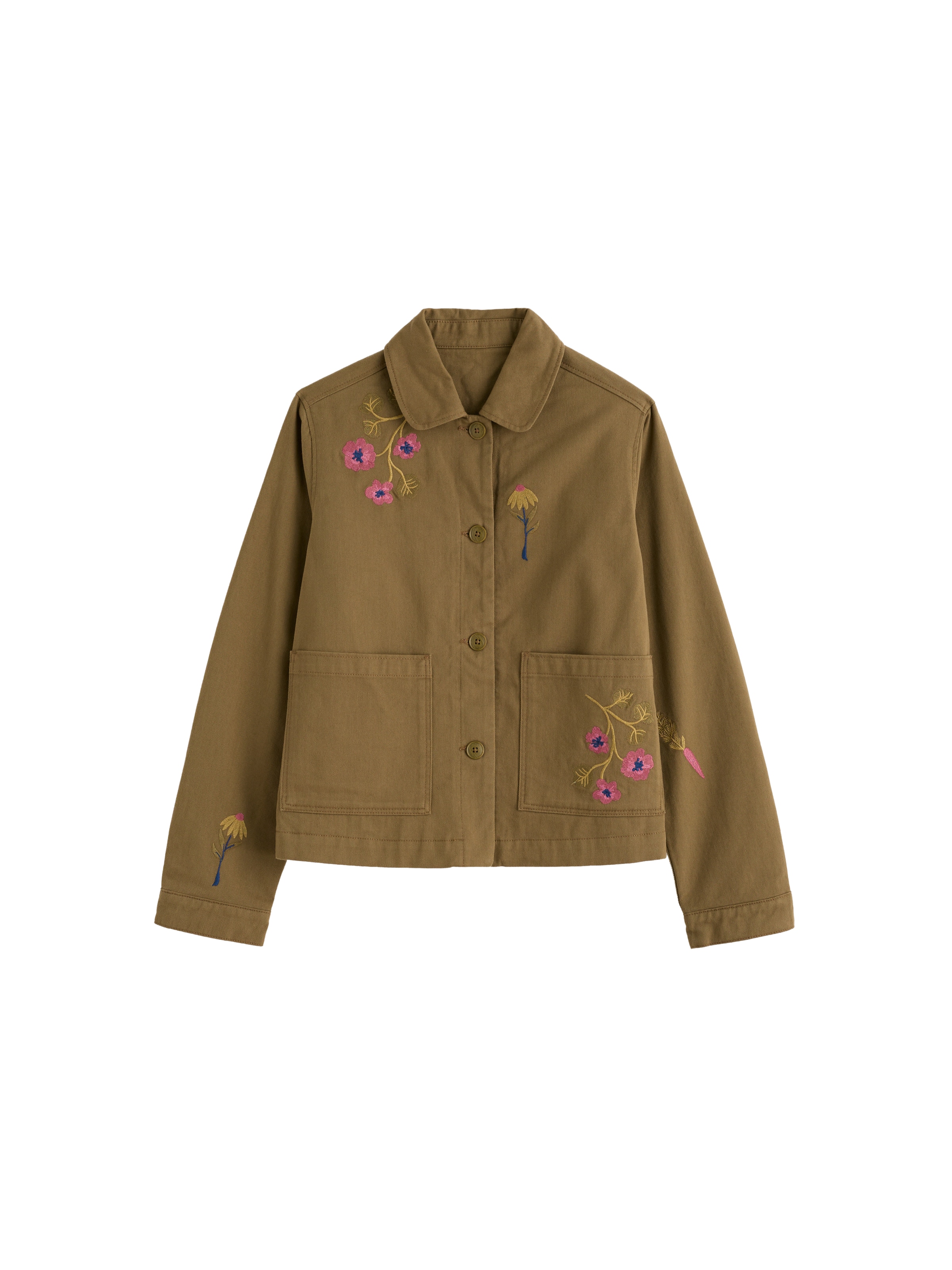 Seasalt Cornwall Between-season jacket 'Porth Embroidered' in Green: front
