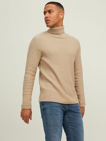 JACK & JONES Sweater 'blucarlos' in Beige: front