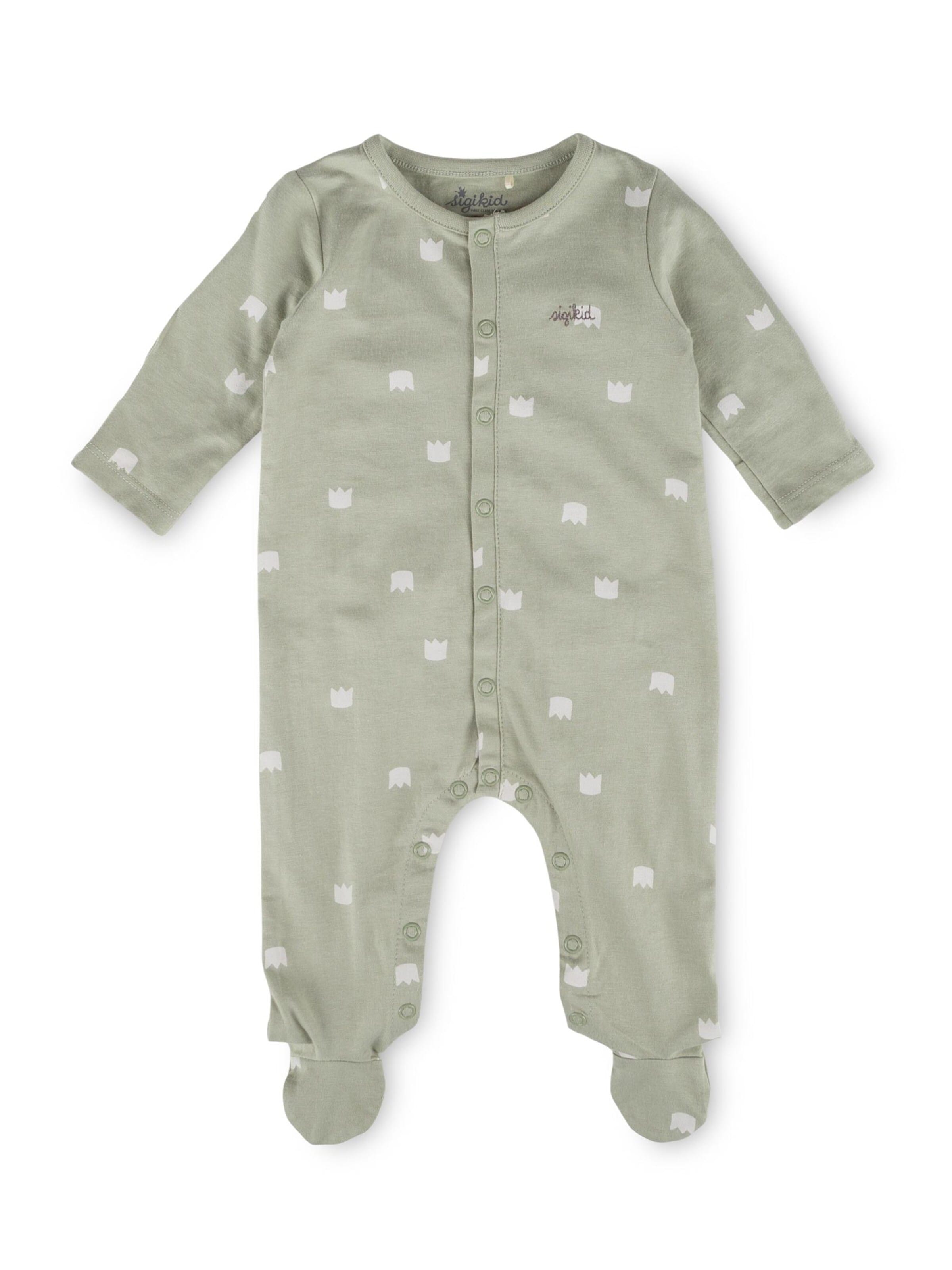 SIGIKID Dungarees 'Overall mit Füßchen und Klappbündchen an den Ärmeln Classic Baby' in Green: front