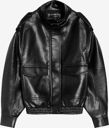 BershkaPrijelazna jakna - crna boja: prednji dio