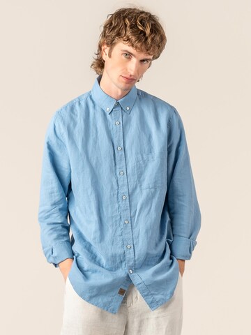 Living Crafts Comfort fit Button Up Shirt 'ROB' in Blue