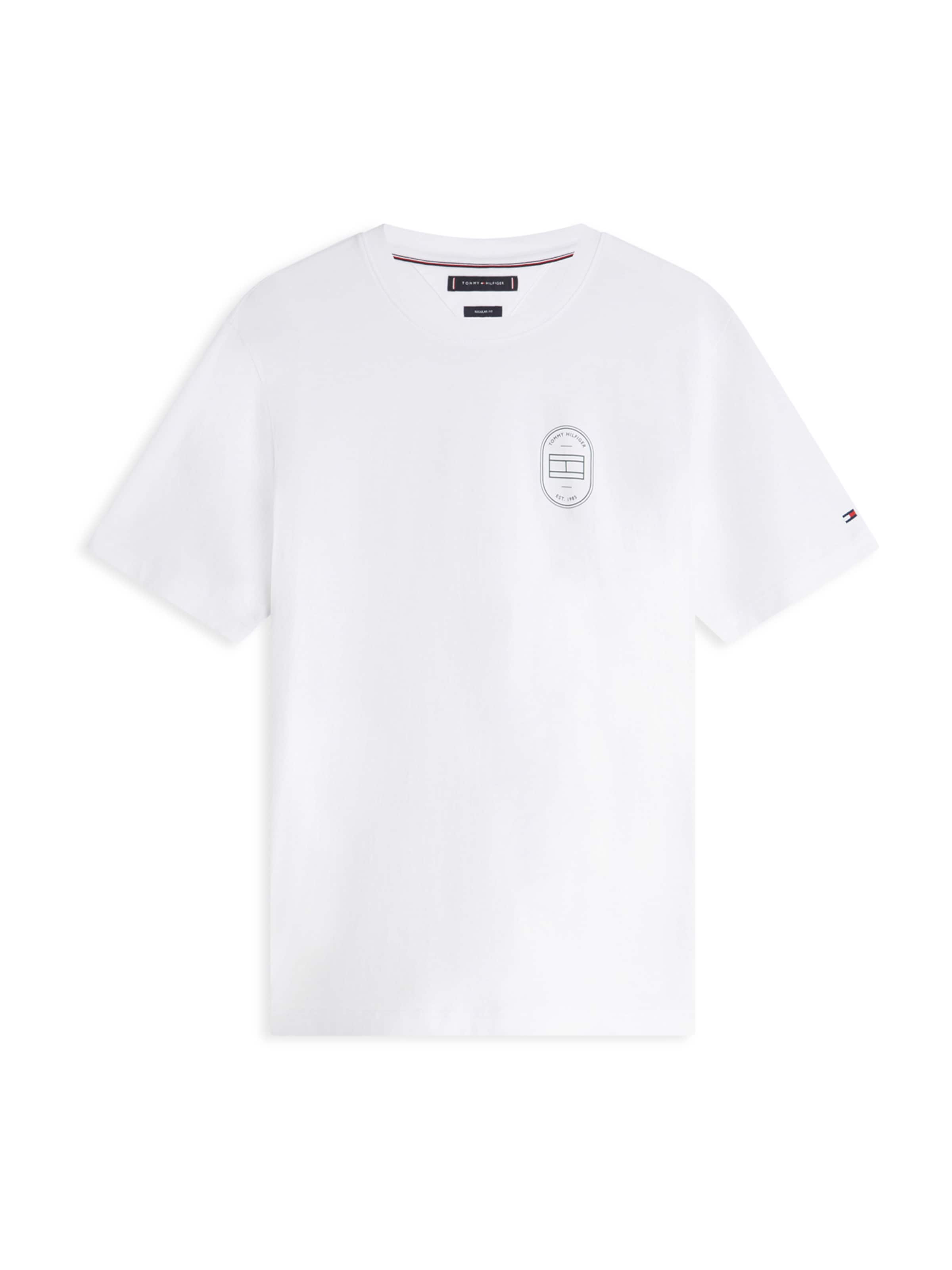 balts TOMMY HILFIGER T-Krekls 'BRAND LOVE': no priekšpuses