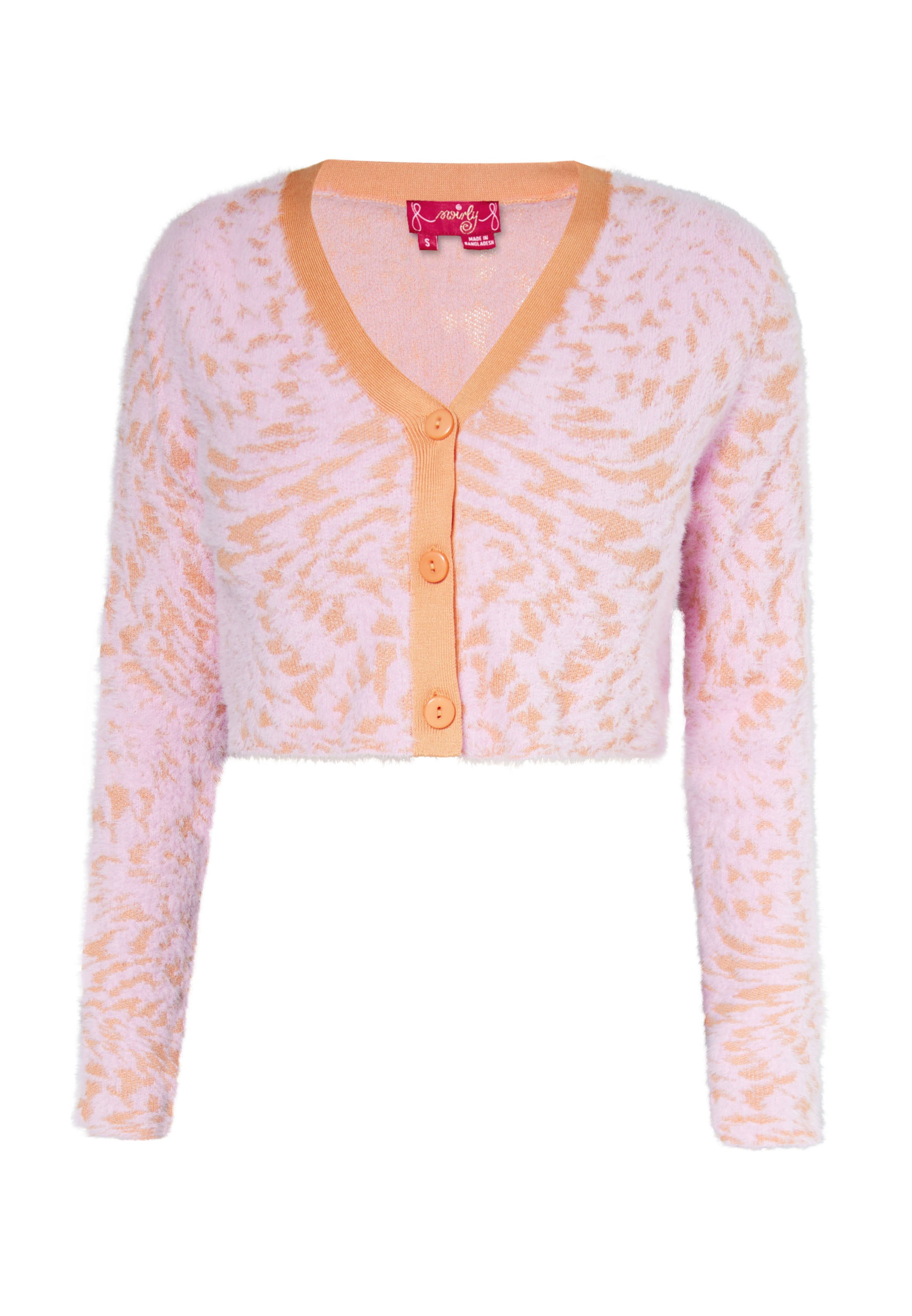 swirly Πλεκτή ζακέτα σε ροζ: μπροστά