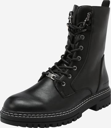 TOM TAILOR Lace-Up Ankle Boots in Black: front