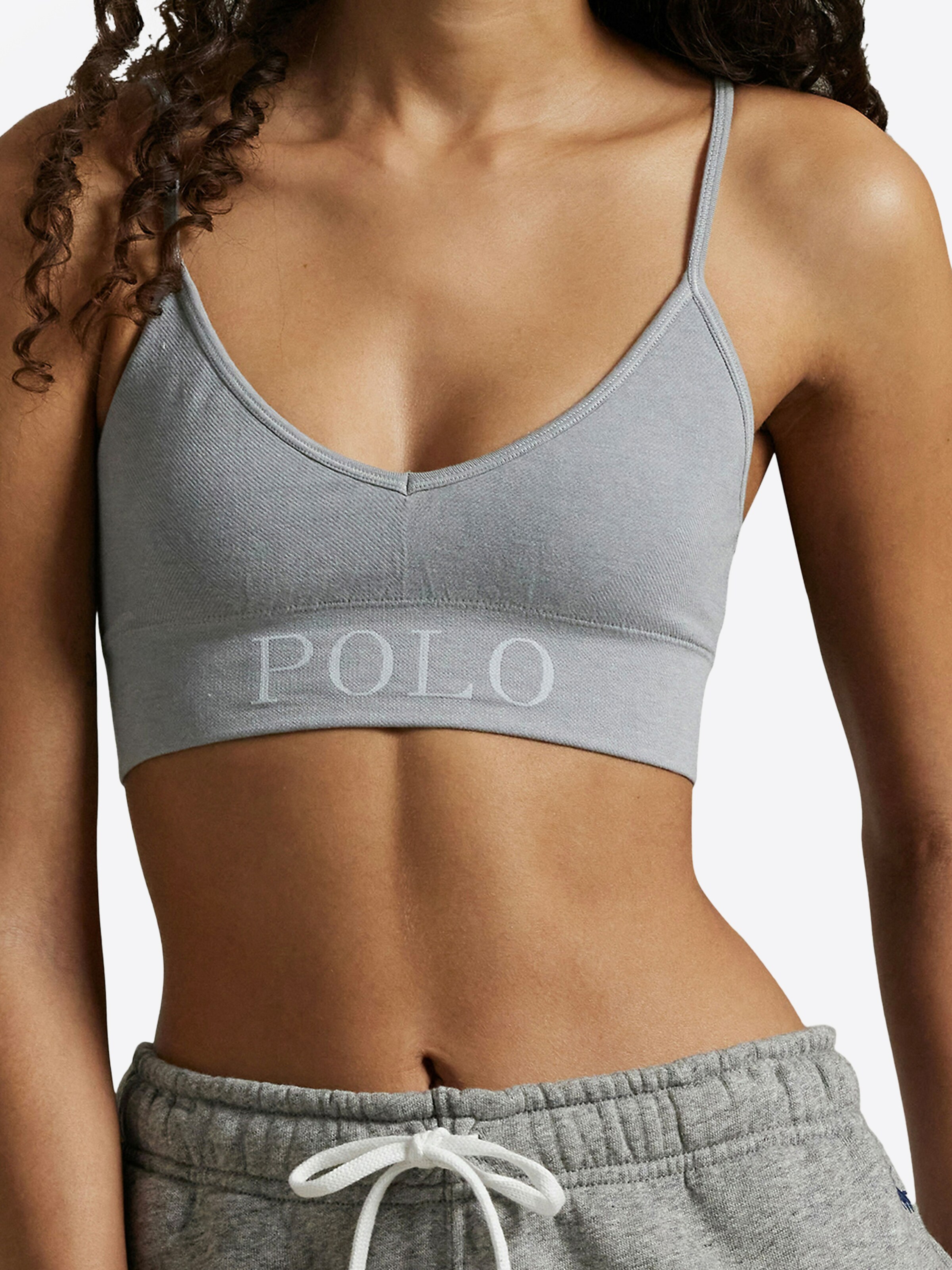 Polo Ralph Lauren Bralette Bra ' Ribbed Seamless ' in Grey: front