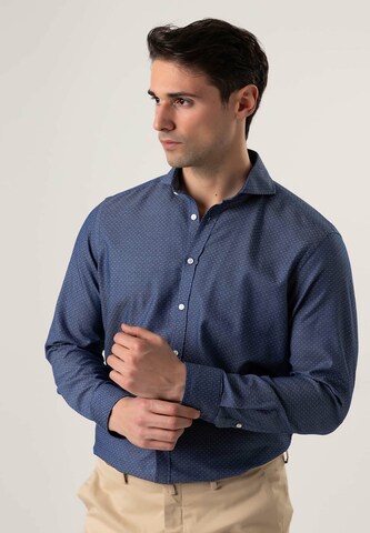 Black Label Shirt Regular fit Zakelijk overhemd 'DENIMLIKE' in Blauw: voorkant