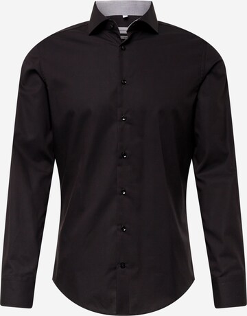 SEIDENSTICKER Slim fit Business Shirt in Black: front