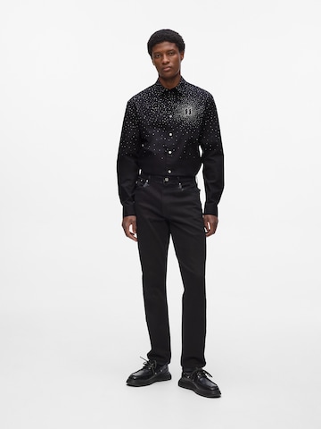 Karl Lagerfeld Regular fit Overhemd 'RHINESTONE DEGRADÉ' in Zwart