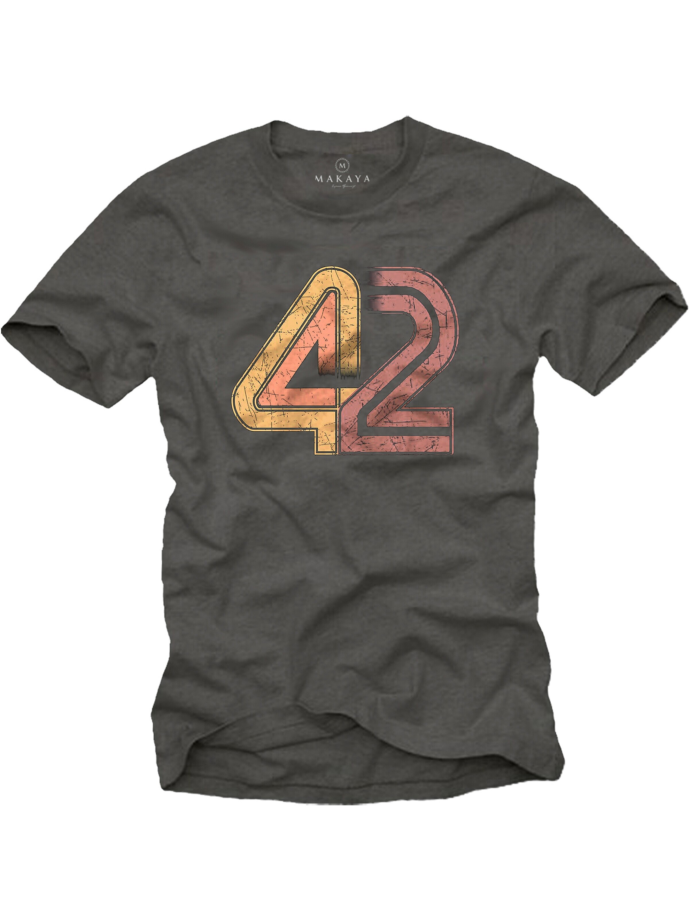 MAKAYA Shirt '42 The Answer'‌‌‌‌‌‌‌‌‌ in Grau: Vorderseite