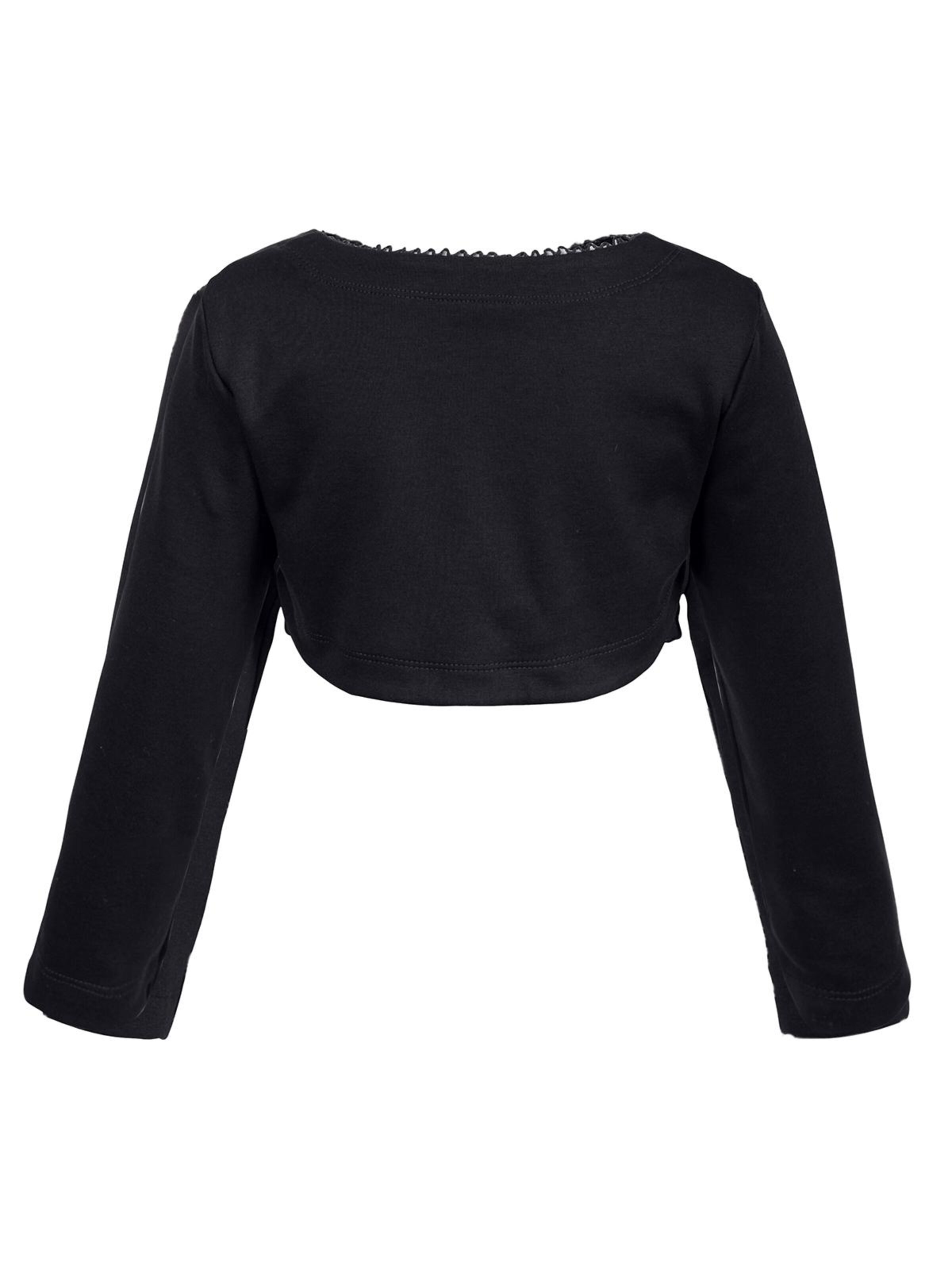 La V Bodywarmer 'Bolero met kant kraag' in Zwart