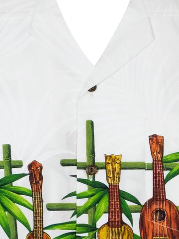 Regular fit Camicia 'Gitarre Bambus Brustdruck' di Pacific Legend in bianco