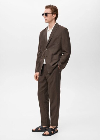MANGO MAN Slim fit Suit Jacket 'Delave' in Brown