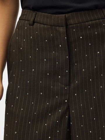 PIECES Wide leg Broek 'PCFALKA' in Bruin