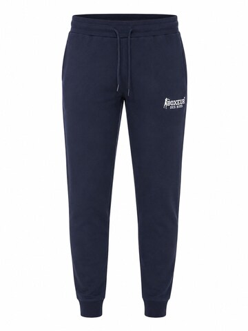 Boxeur des Rues Regular Sports trousers 'Herren Jogginghose Boxeur des Rues mit Kordelzug mit Metallspitzen, Marineblau, Weißes Logo, Baumwolle' in Blue: front