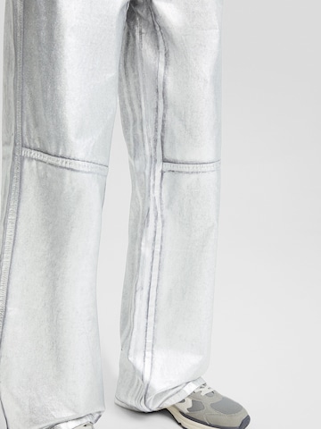 Bershka Wide leg Pants in Silver