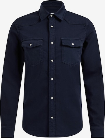 WE Fashion Slim fit Button Up Shirt in Blue: front