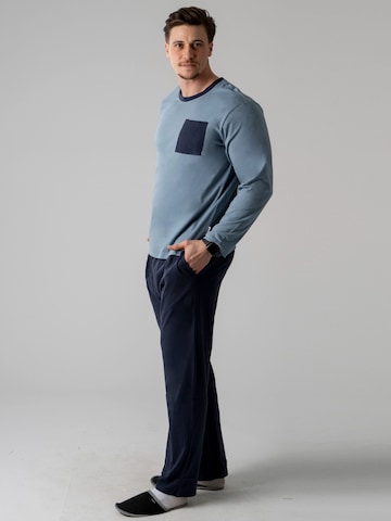 PANTONECLO Pajamas long 'Pantoneclo Men’s Night Wear Long Set' in Blue