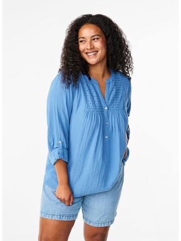 Camicia da donna 'VVIVU' di Zizzi in blu: frontale