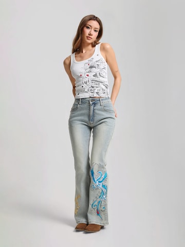 Ed Hardy Top 'Love Birds' in Weiß
