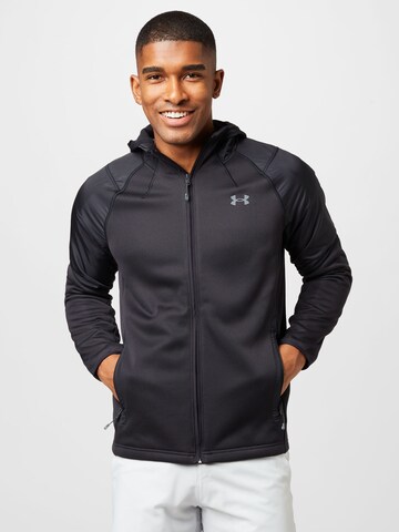 UNDER ARMOUR Sports sweat jacket in Black: front