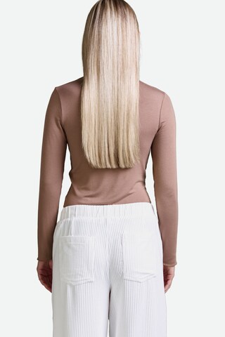 Cotton Candy Rollkragen-Langarmshirt in Braun