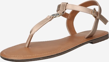 TOM TAILOR T-Bar Sandals in Gold: front