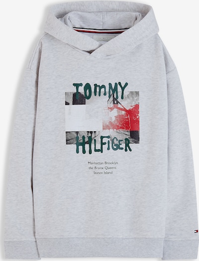 98 dydžio Megztinis be užsegimo iš TOMMY HILFIGER, spalva – margai pilka / tamsiai žalia / kraujo spalva / juoda, Prekių apžvalga