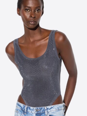 No Matter What Bustier Badeanzug in Grau: Vorderseite