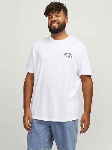 T-Shirt 'Conte' Jack & Jones Plus en blanc : devant