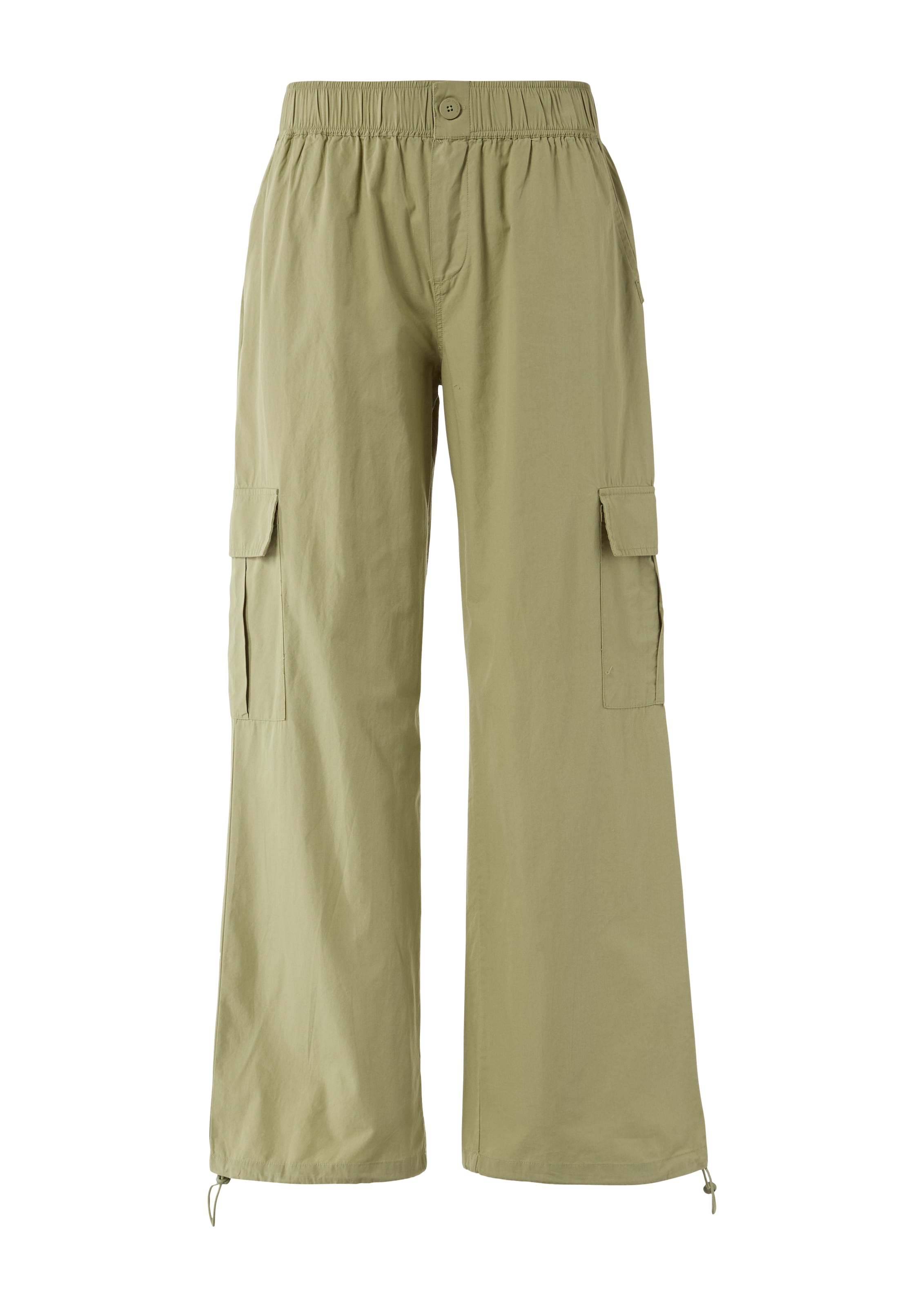 QS Wide leg Cargobroek in Groen: voorkant