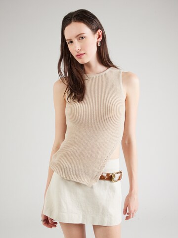 Motel Knitted Top in Beige: front