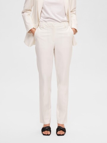 SELECTED FEMME Regular Trousers with creases 'ELIANA' in White