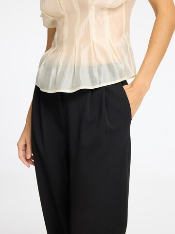 SELECTED Wide leg Bandplooibroek in Zwart