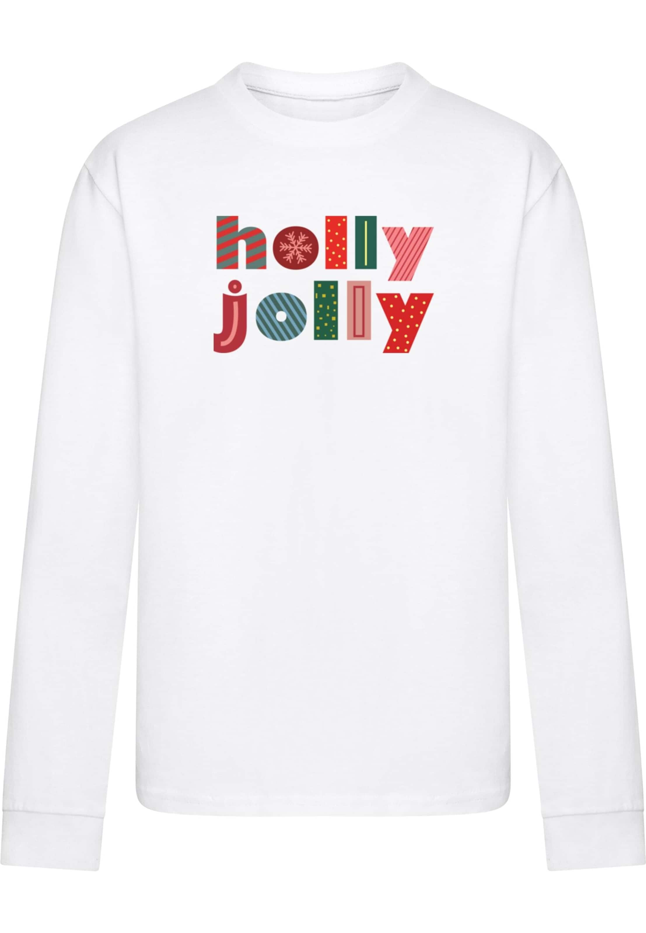 Merchcode Shirt 'Christmas Holly Jolly Mood' in Wit: voorkant