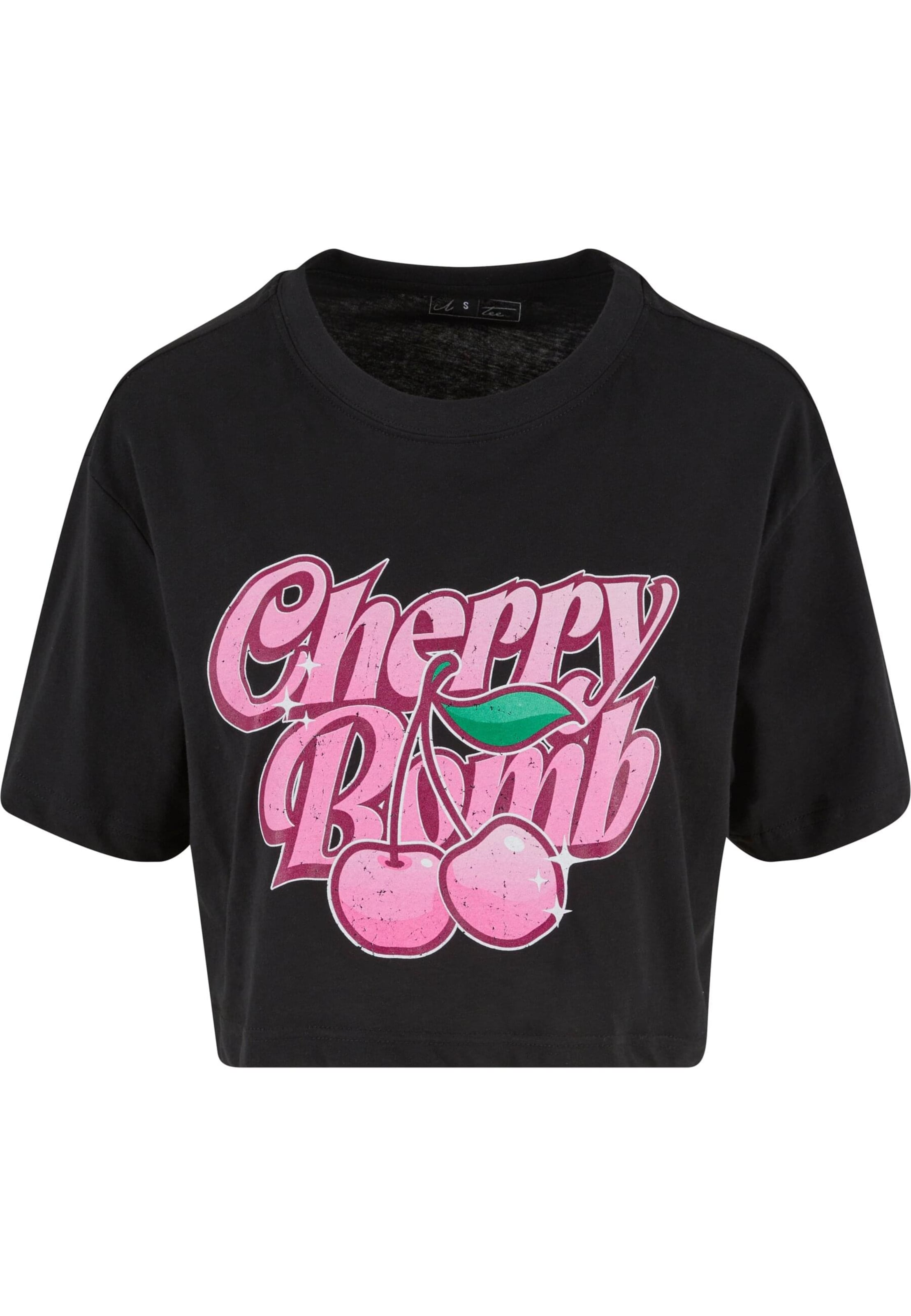 Miss Tee - Camiseta talla grande 'Cherry Bomb' en negro: frente