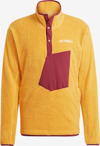 ADIDAS TERREX Sportovní svetr 'Xploric High-Pile-Fleece Pullover' – žlutá: přední strana