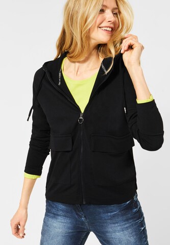 CECIL Zip-Up Hoodie in Black: front