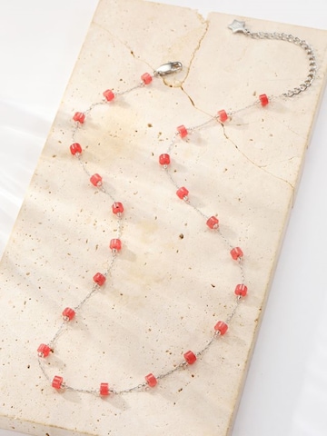 Hey Happiness Halsband 'Coral Glow' i silver