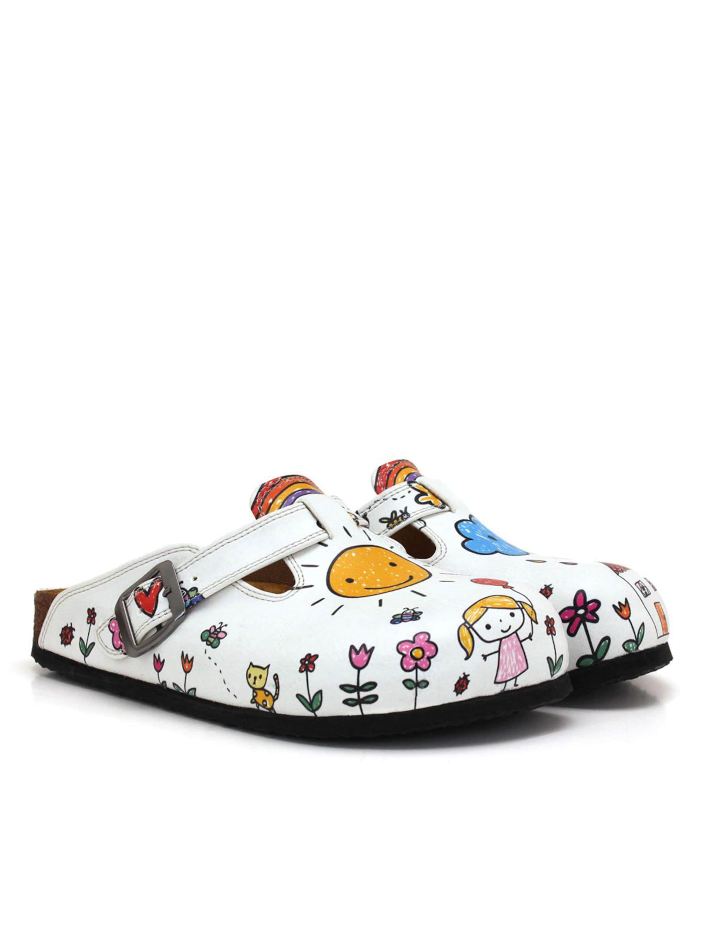 Goby - Zuecos 'Women Calceo Clogs WCAL5443 with doodles design' en blanco